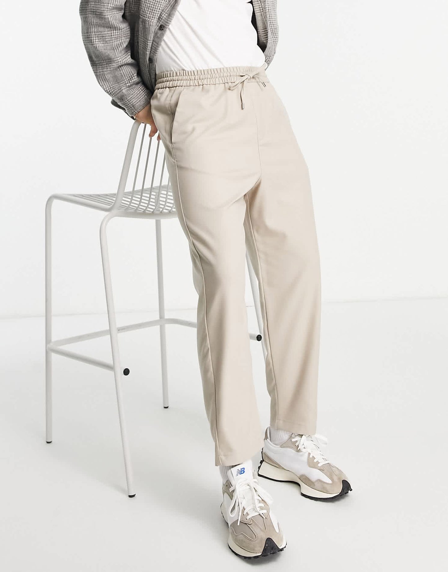 Bershka loose fit trousers in ecru