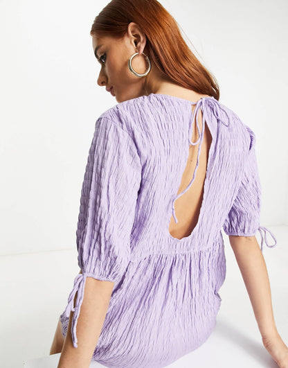 Lola May textured smock dress in lavender