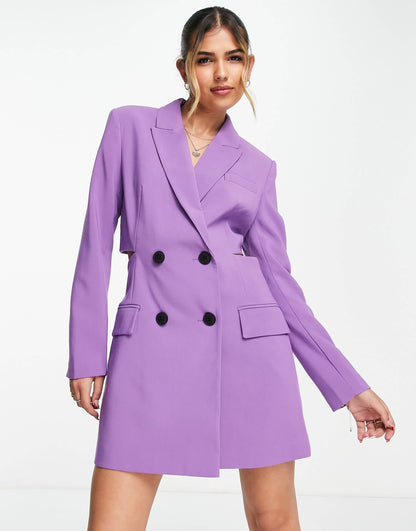 Stradivarius blazer dress with cut-out detail in purple