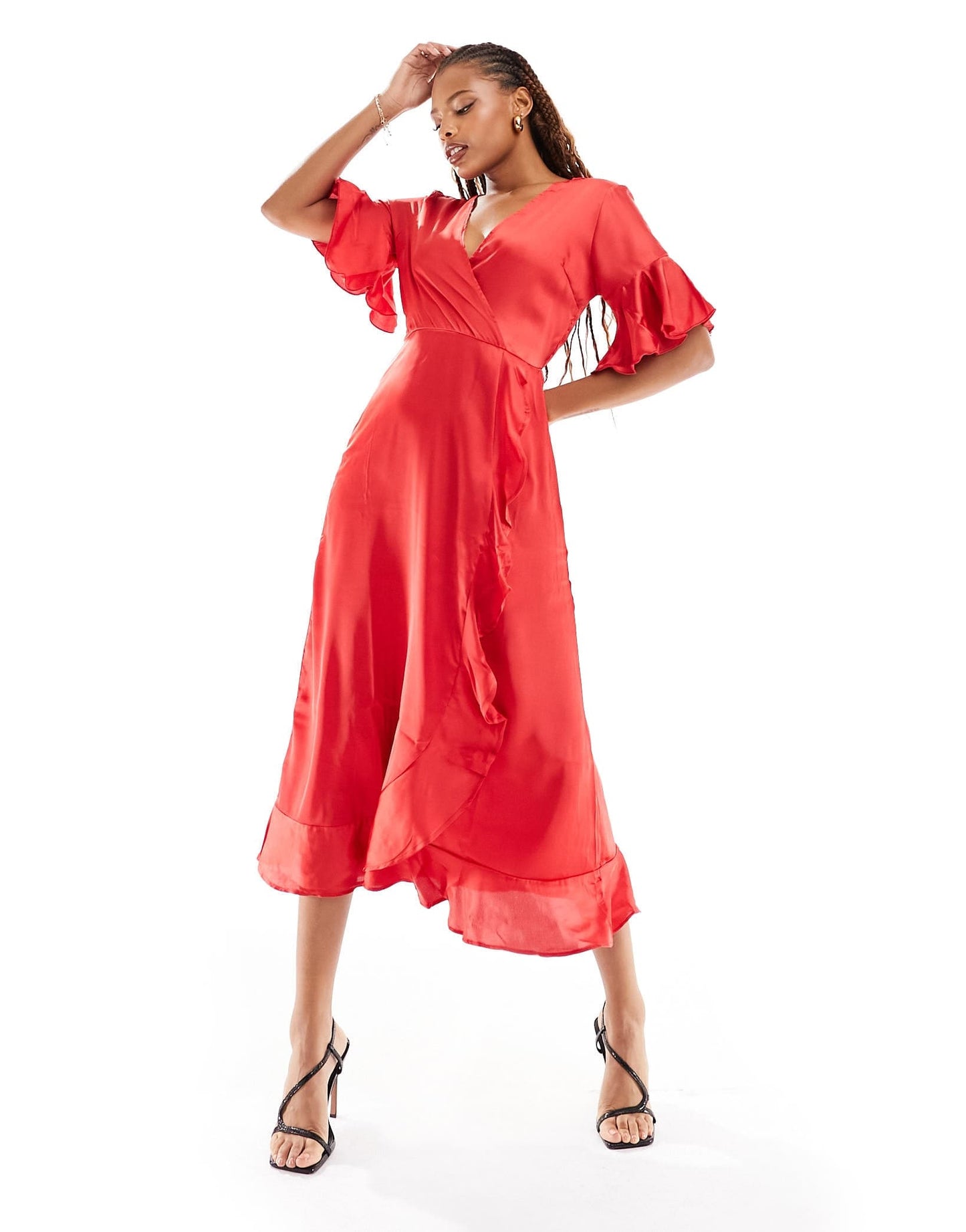 AX Paris satin wrap dress in red