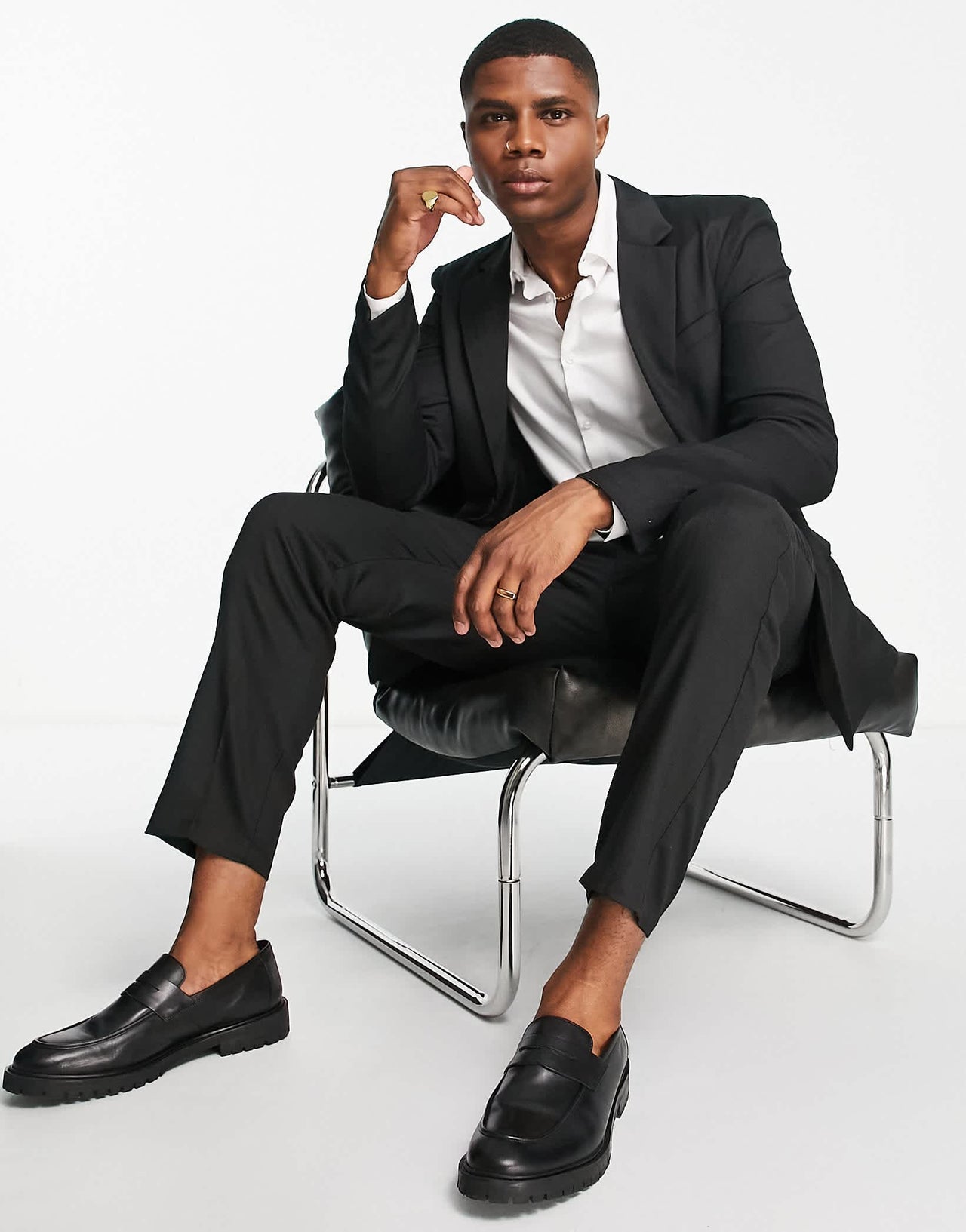 Bando regular fit suit jacket in black