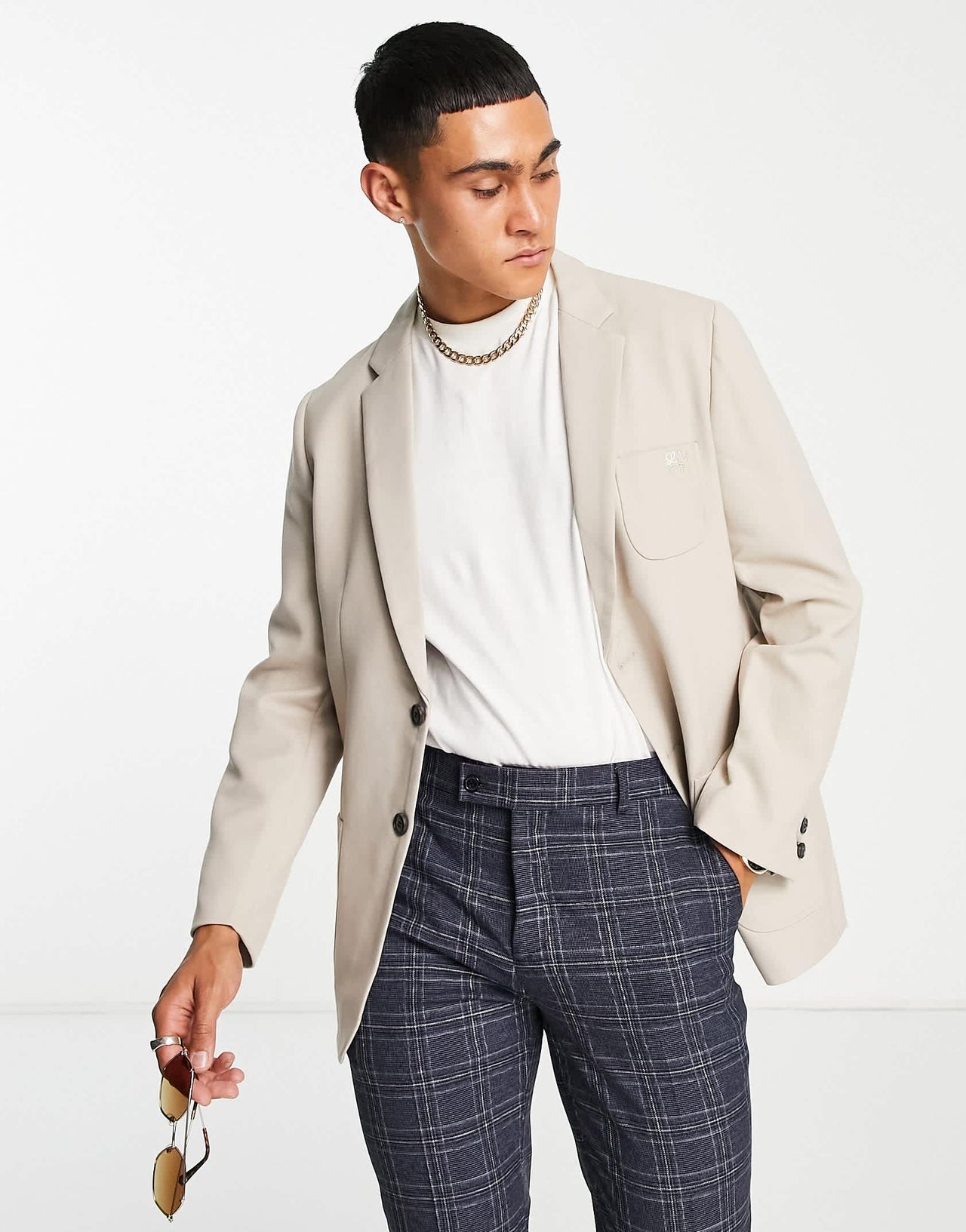 Bando regular fit jersey suit jacket in stone