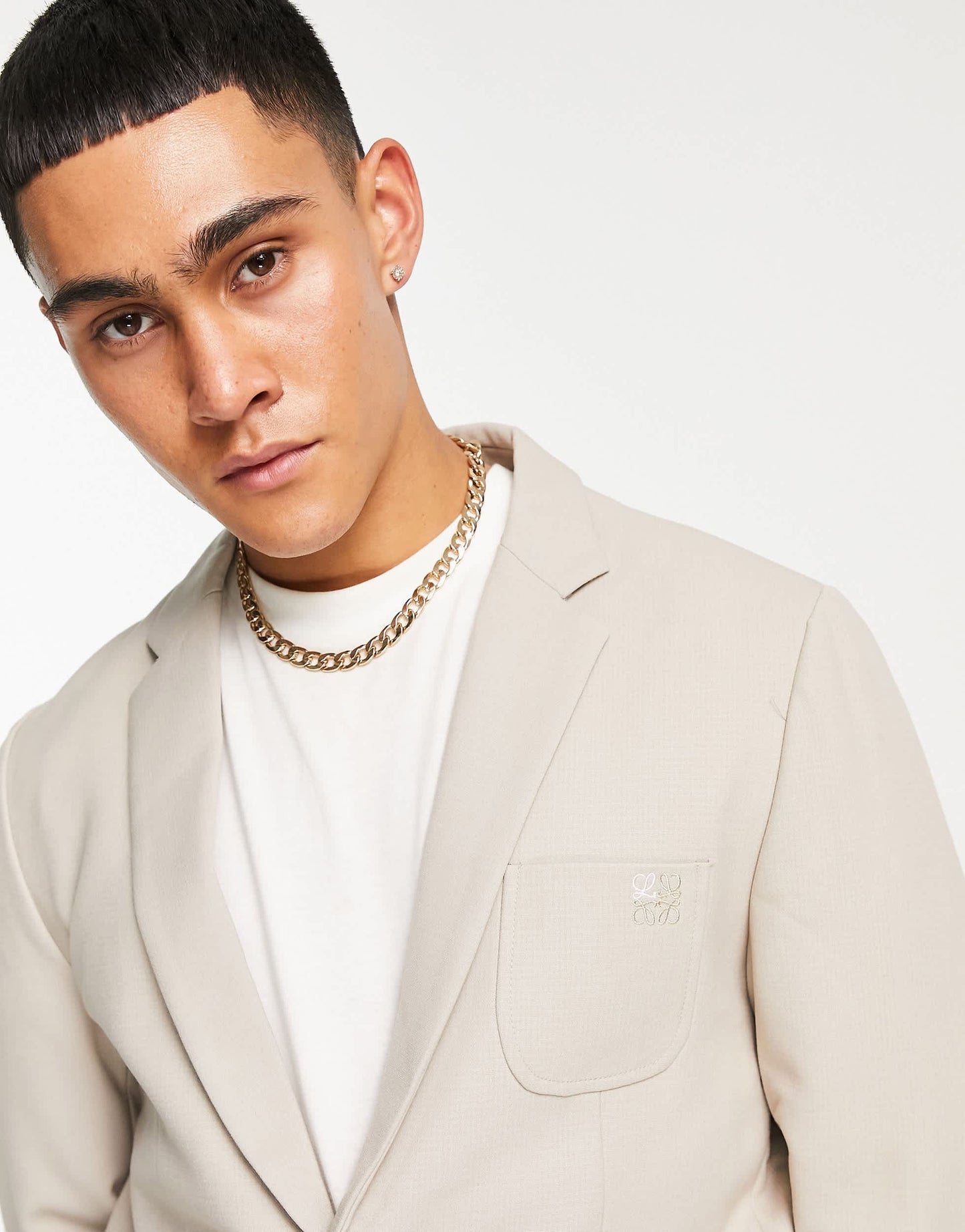 Bando regular fit jersey suit jacket in stone