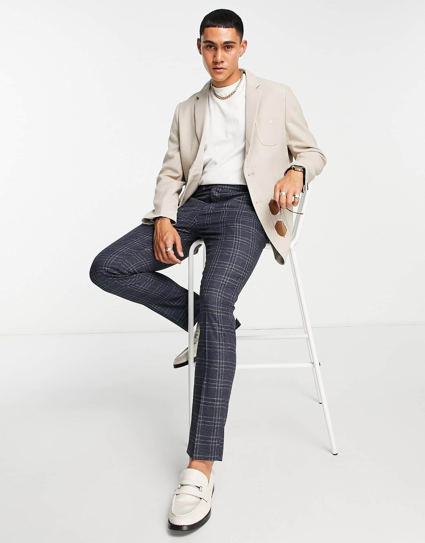 Bando regular fit jersey suit jacket in stone