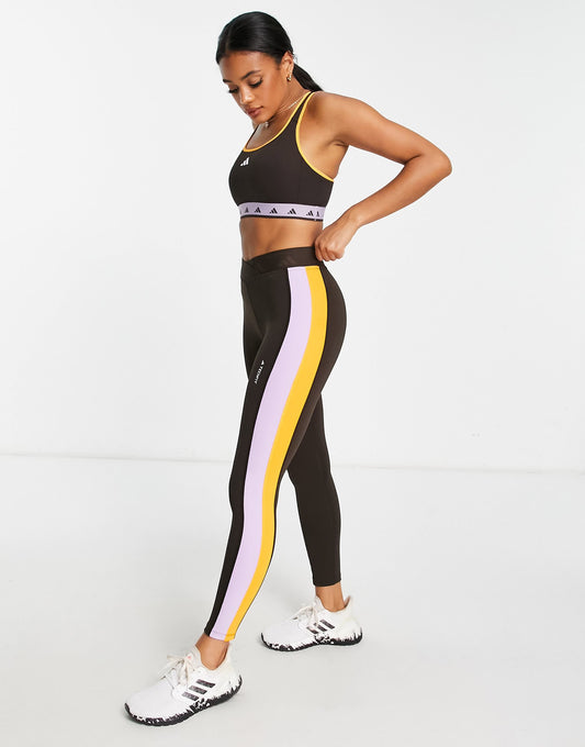adidas Training Techfit colourblock high waisted sculpt leggings in brown