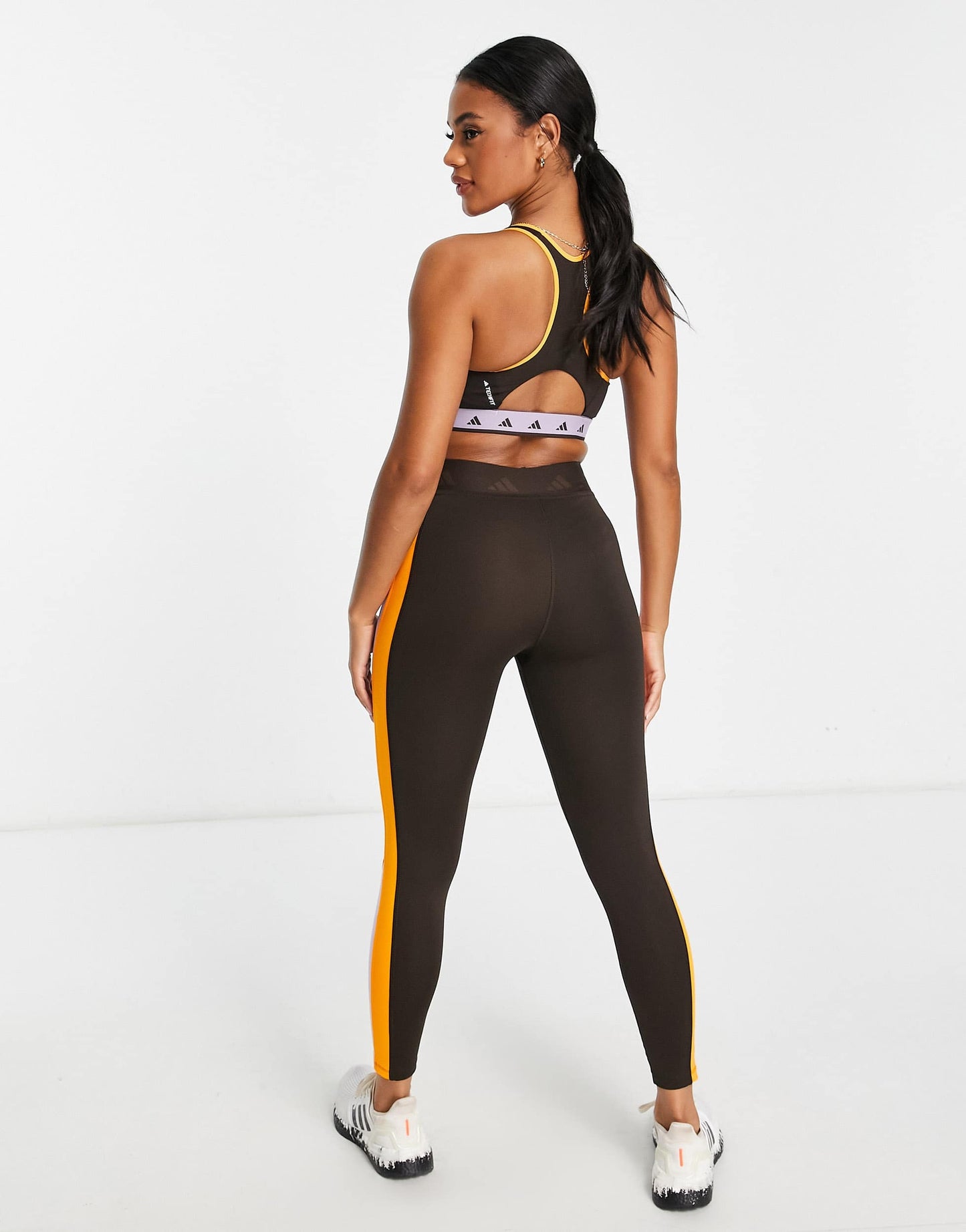 adidas Training Techfit colourblock high waisted sculpt leggings in brown