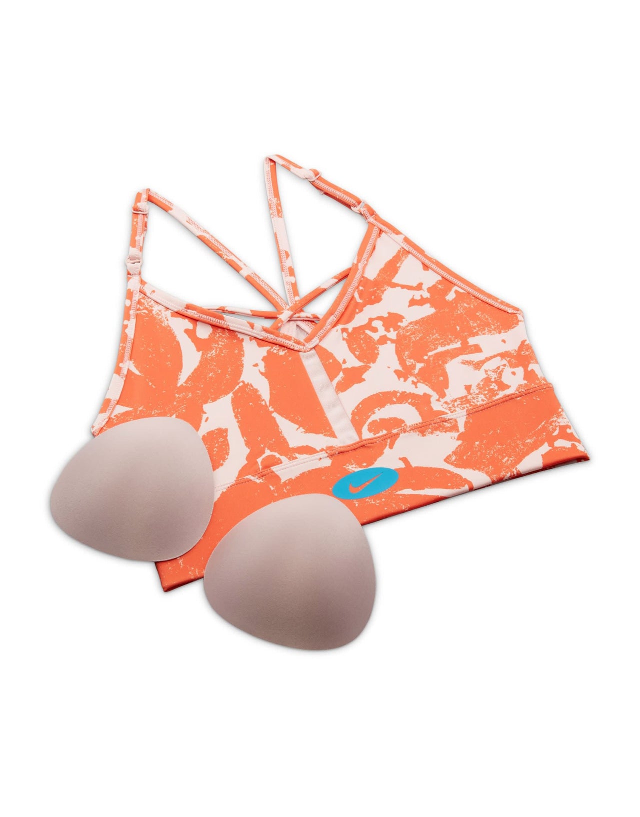 Nike Training Dri-FIT Indy Icon Clash all over print bra in orange