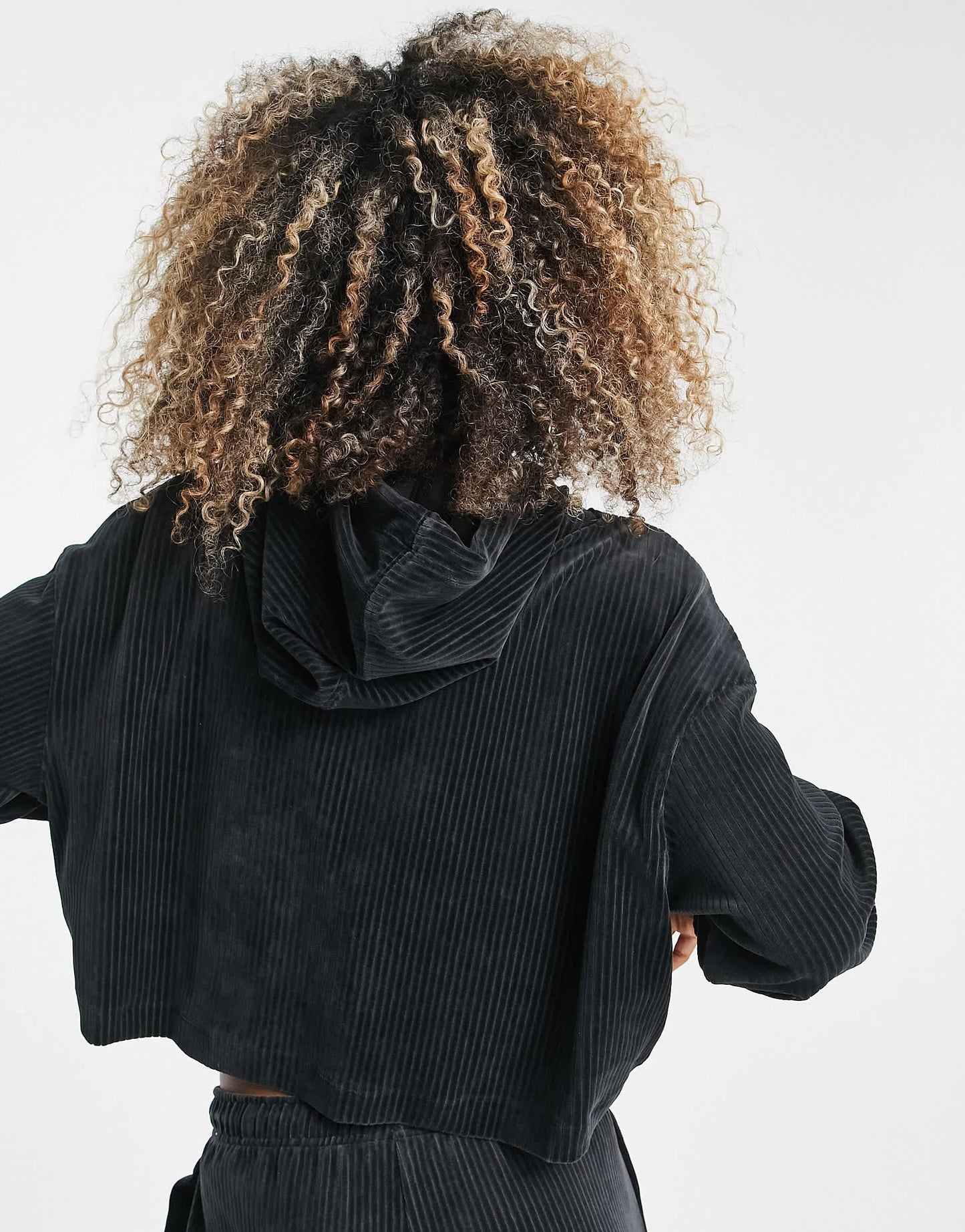 Nike velour cord pullover hoodie in black