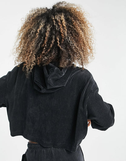 Nike velour cord pullover hoodie in black