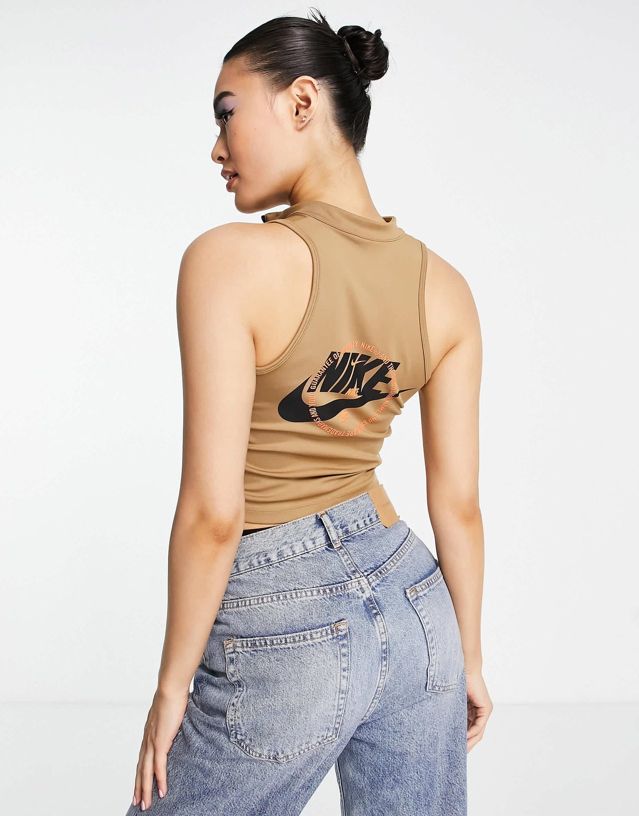 Nike Sports Utility graphic halter zip vest in driftwood beige