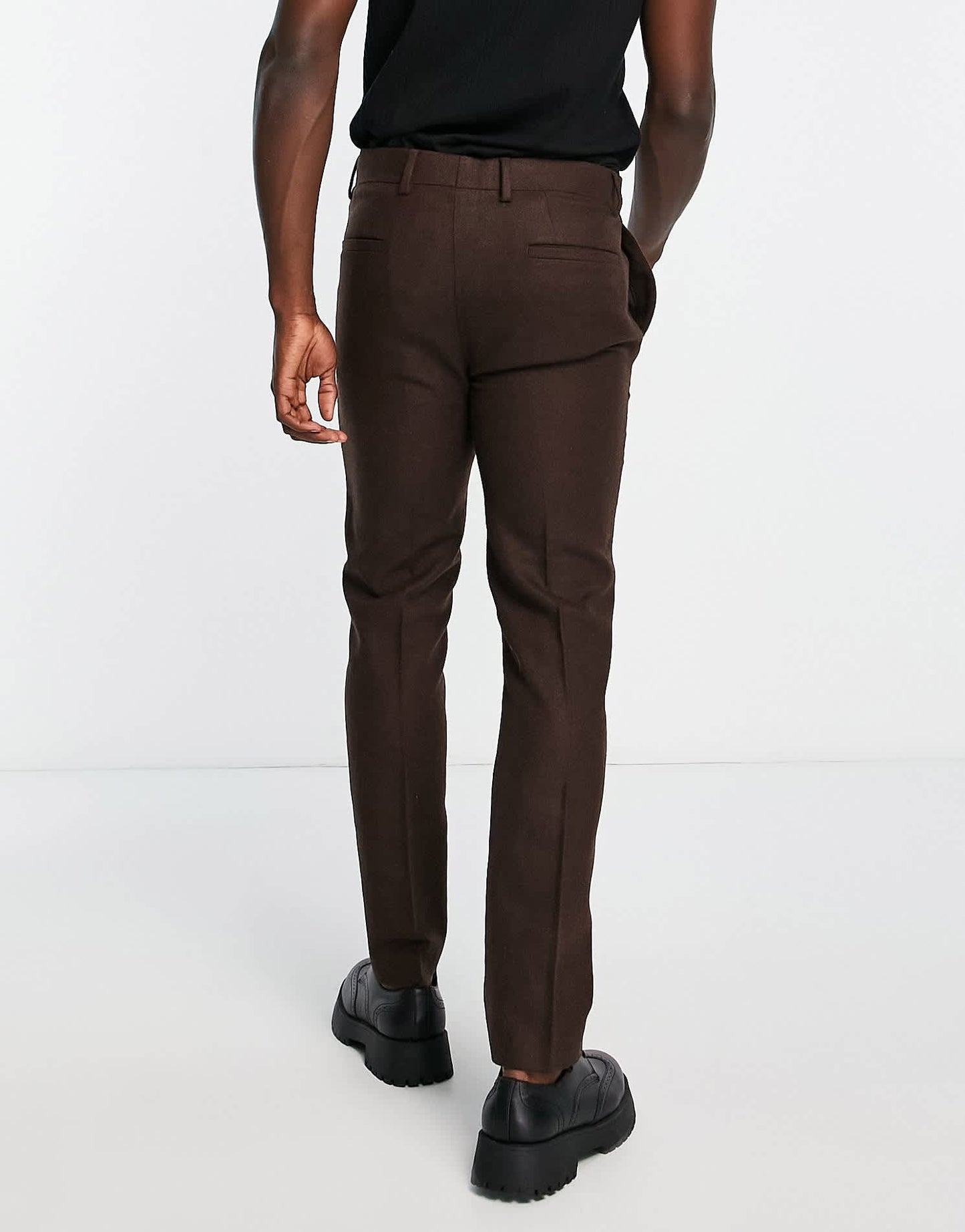 Topman skinny wool mix suit trousers in brown