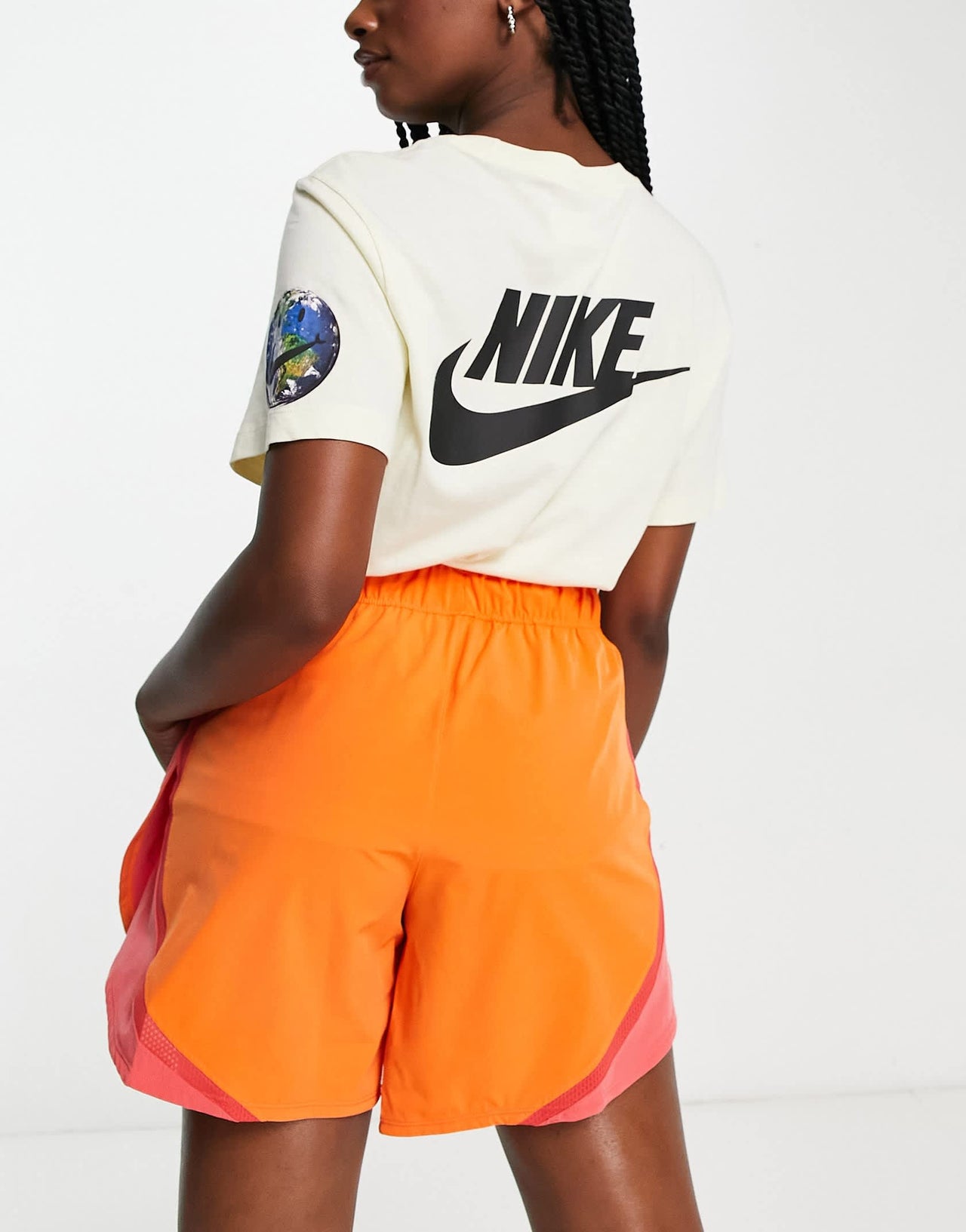 Jordan Sport highwaisted shorts in safety orange and red