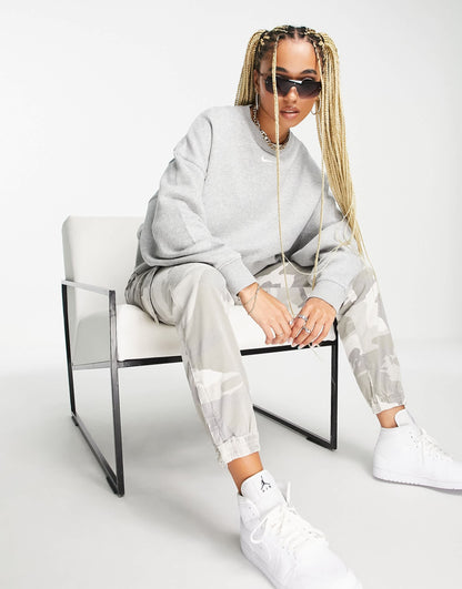 Nike mini Swoosh oversized boxy sweatshirt in grey