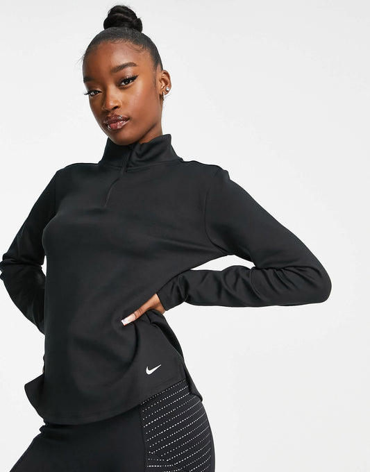 Nike One Training Therma-FIT standard long sleeve 1/4 zip sweatshirt in black