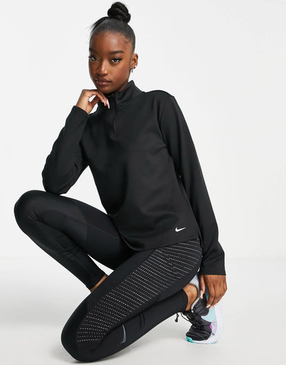 Nike One Training Therma-FIT standard long sleeve 1/4 zip sweatshirt in black