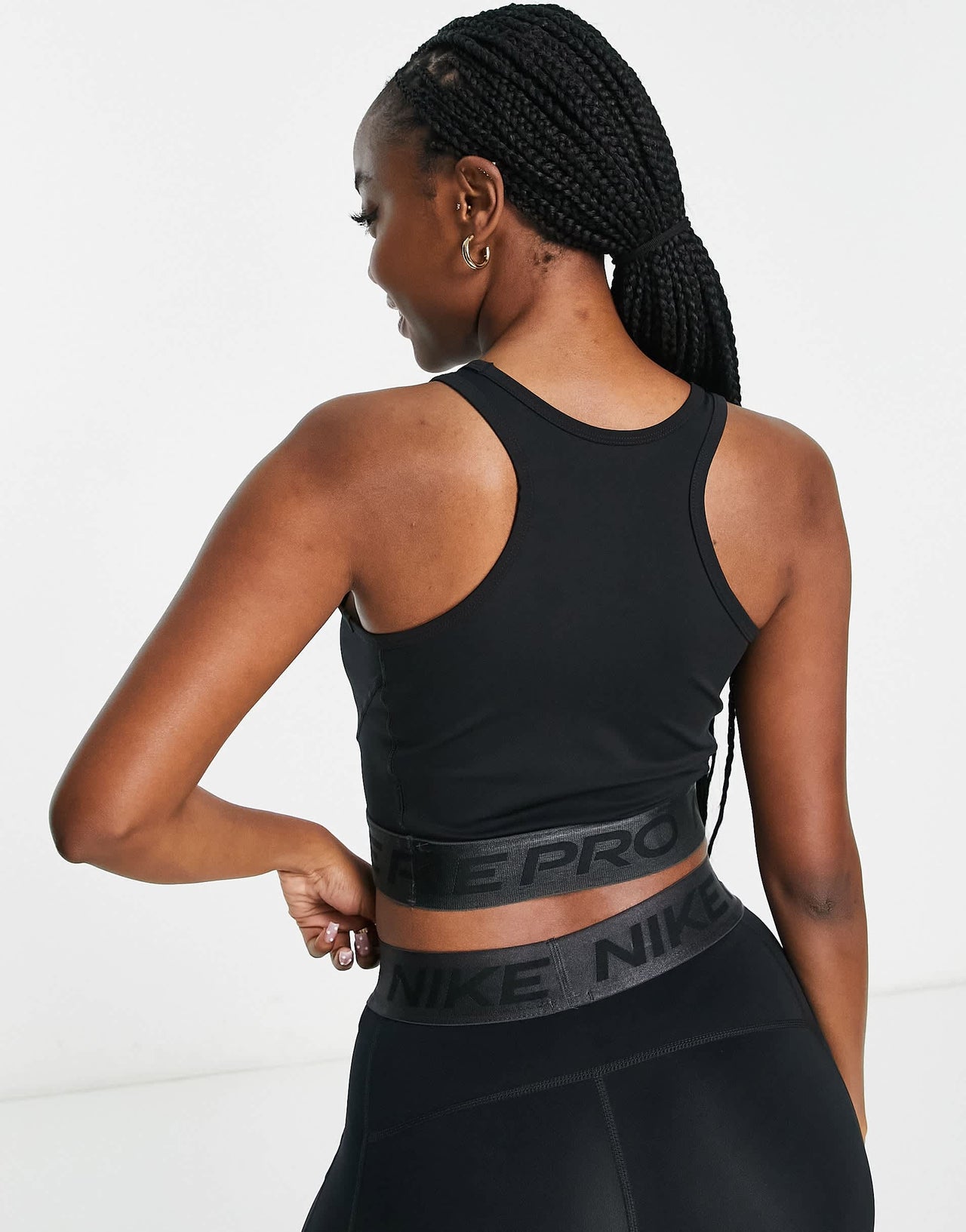 Nike Pro Training GRX cropped logo tank in black