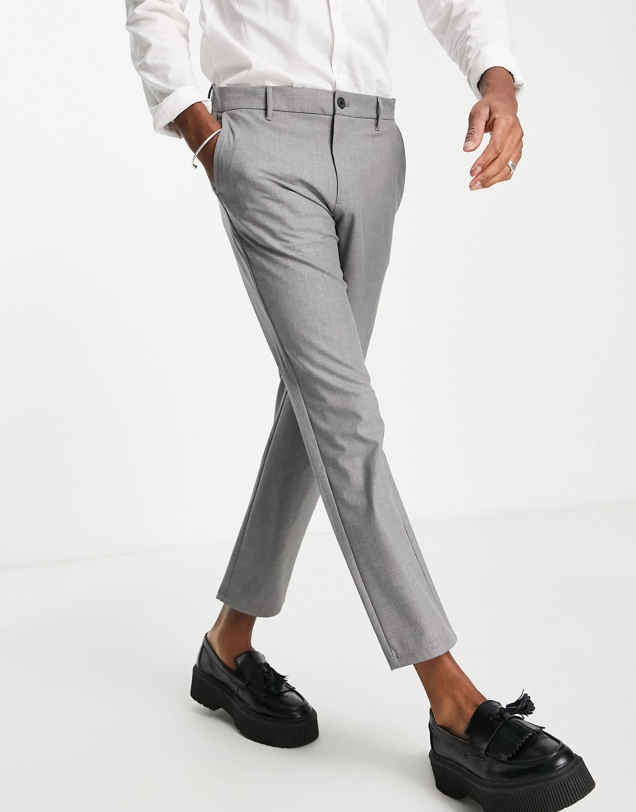 Pull&Bear slim smart trousers in grey