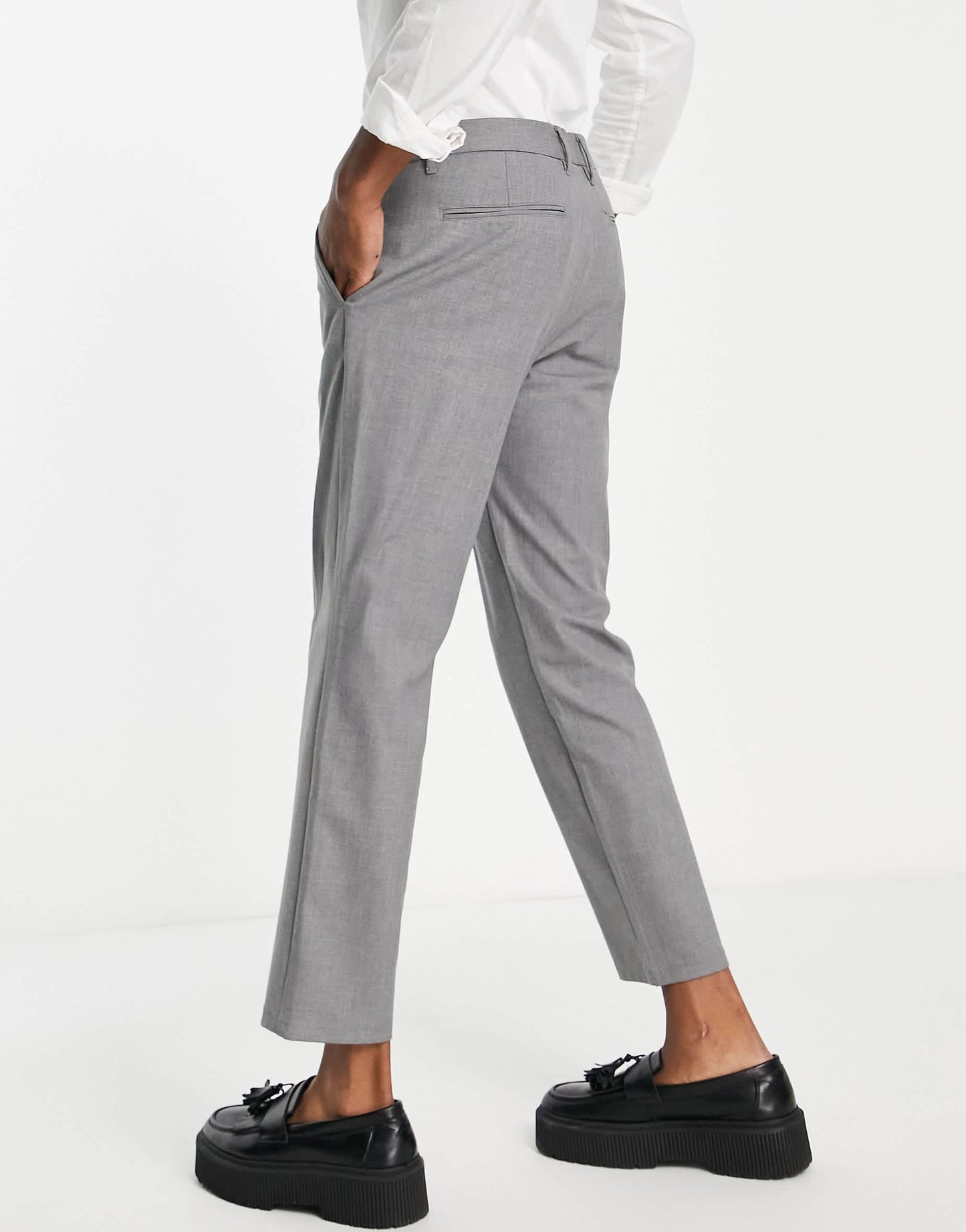 Pull&Bear slim smart trousers in grey