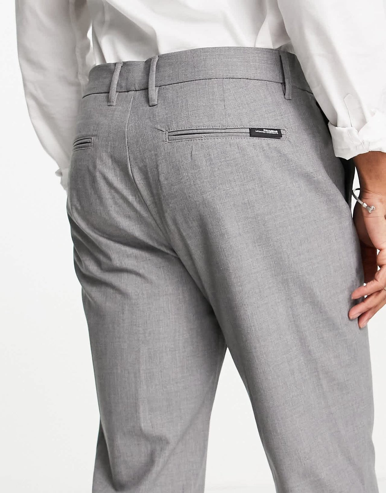 Pull&Bear slim smart trousers in grey