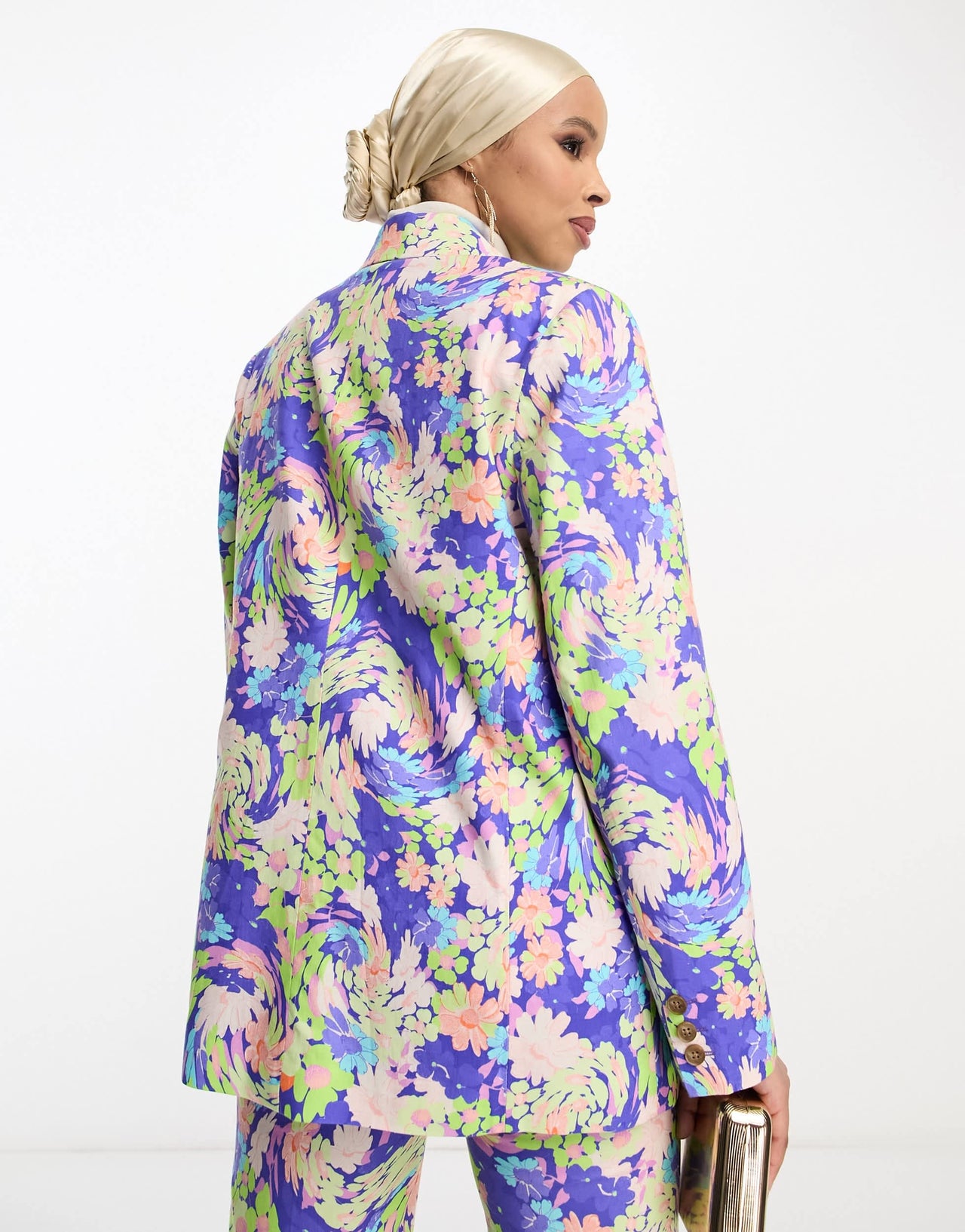 ASOS DESIGN floral suit dad blazer in blue