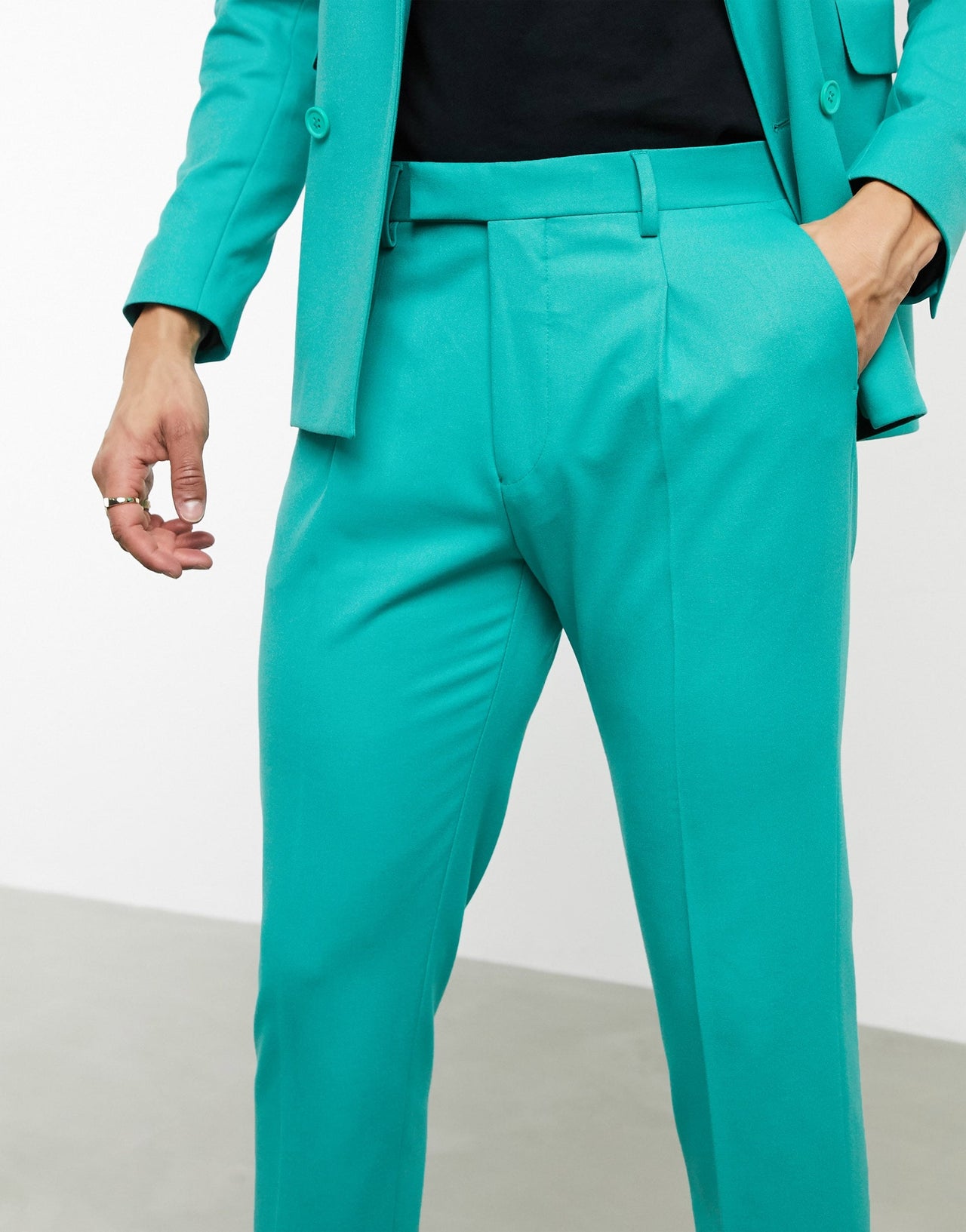 Pull&Bear suit trouser in green