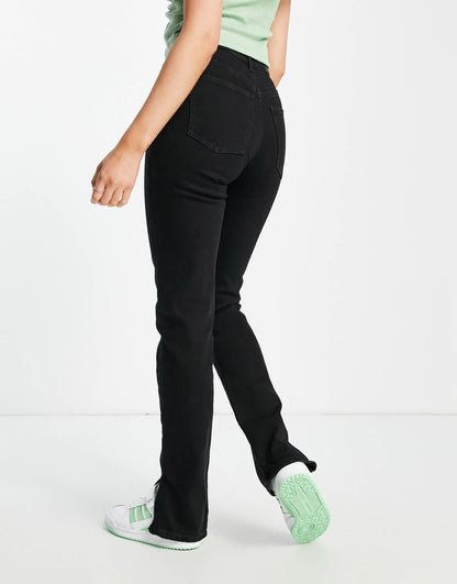 Bershka bootcut straight jean in black