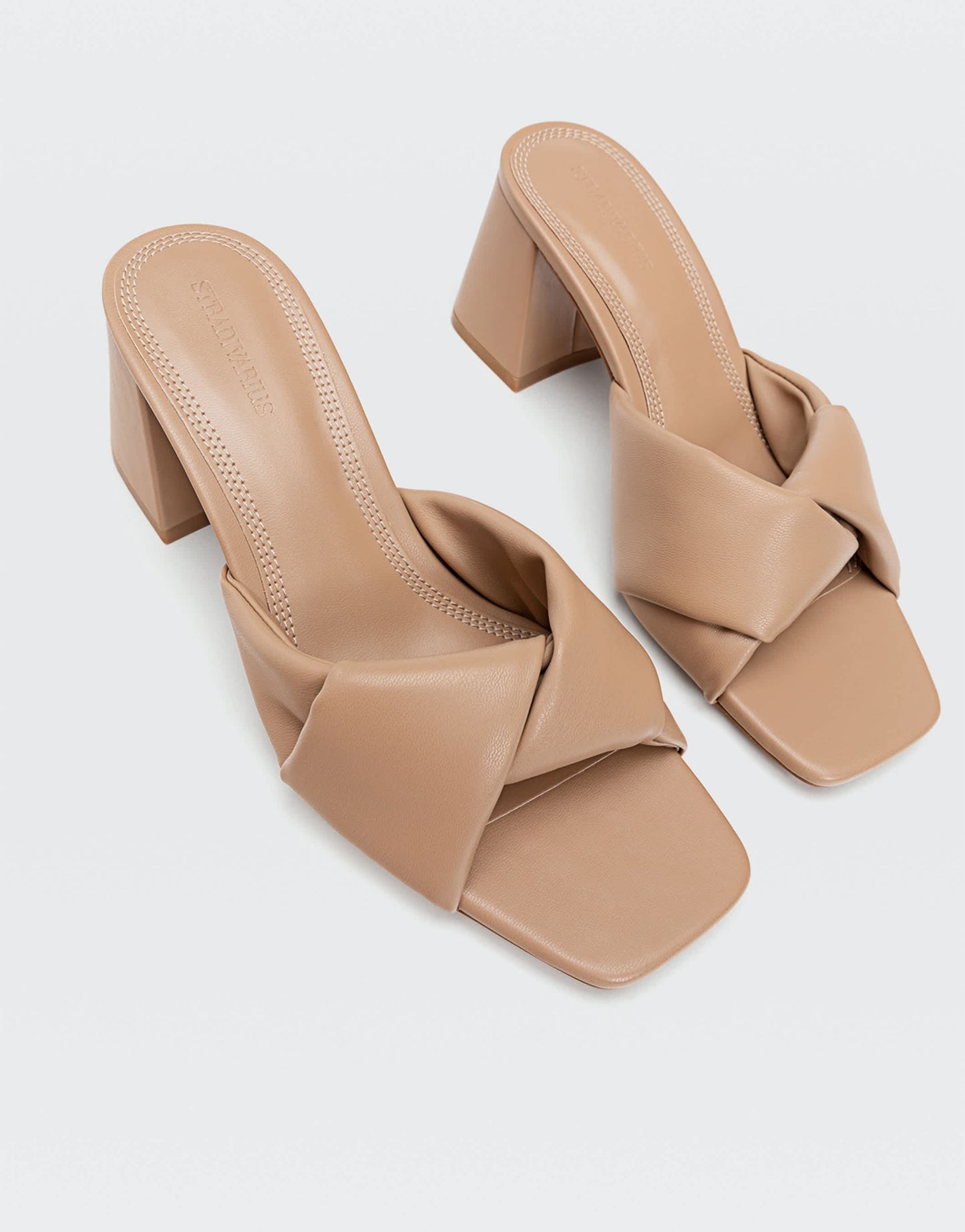 Stradivarius cross strap mules in camel