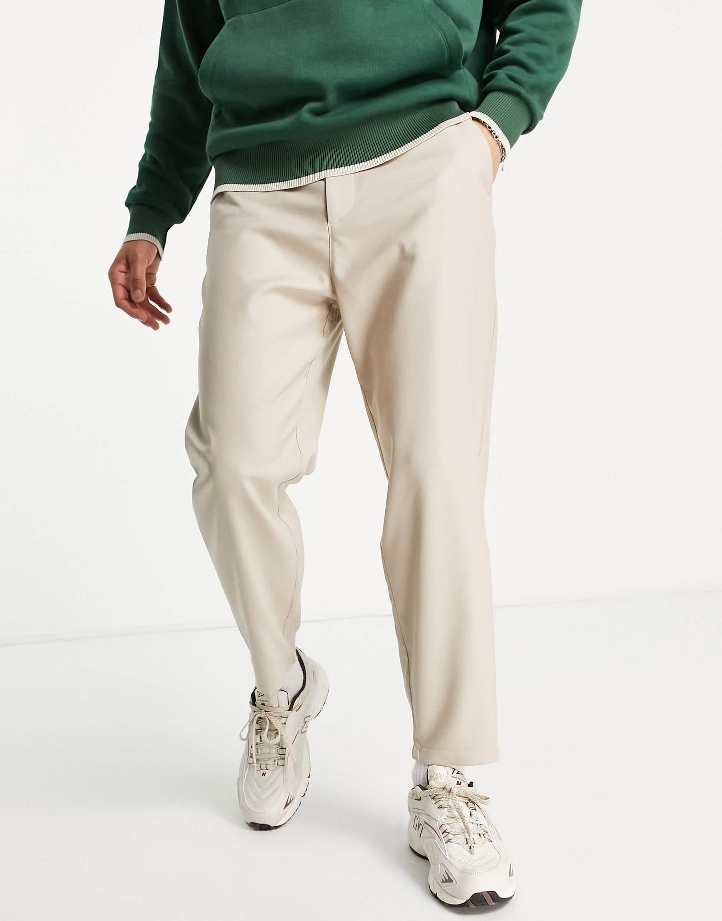 Pull&Bear loose tailored trouser in beige