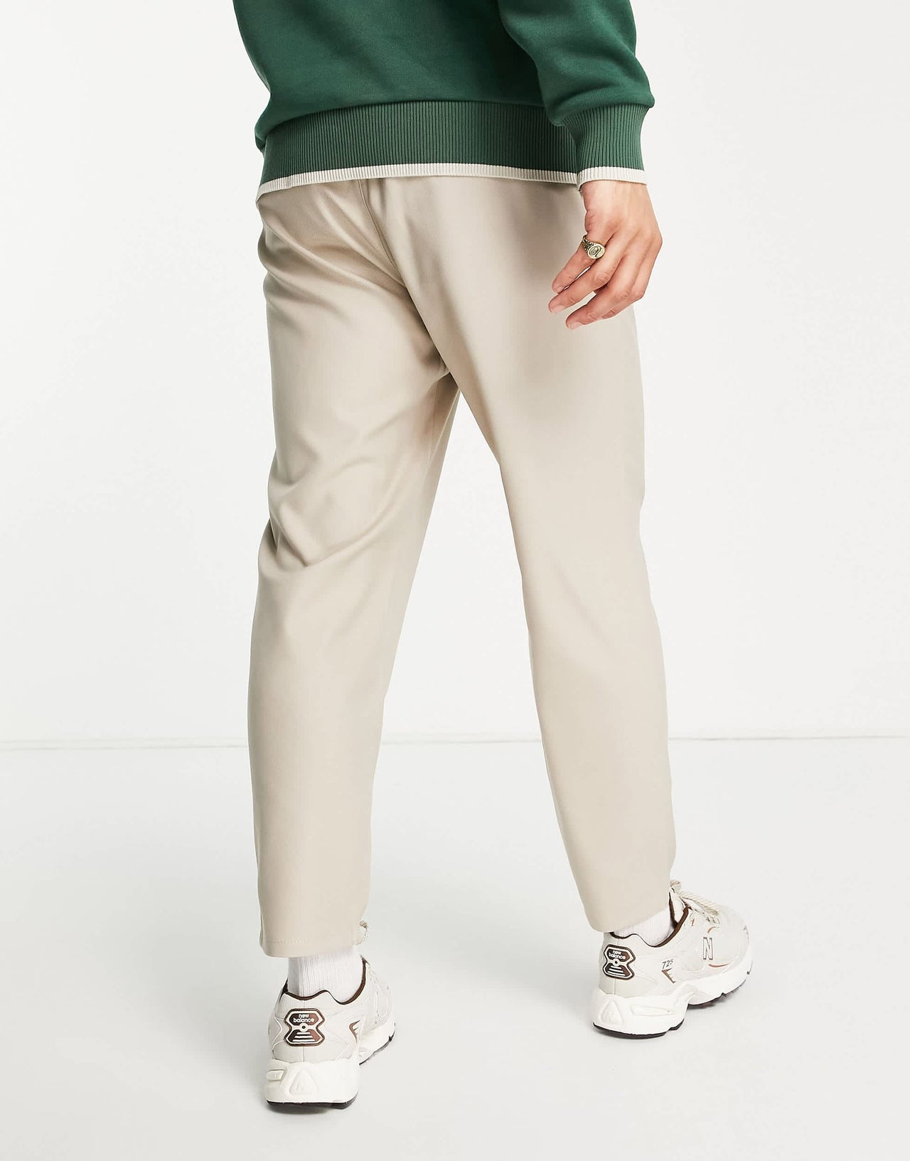 Pull&Bear loose tailored trouser in beige