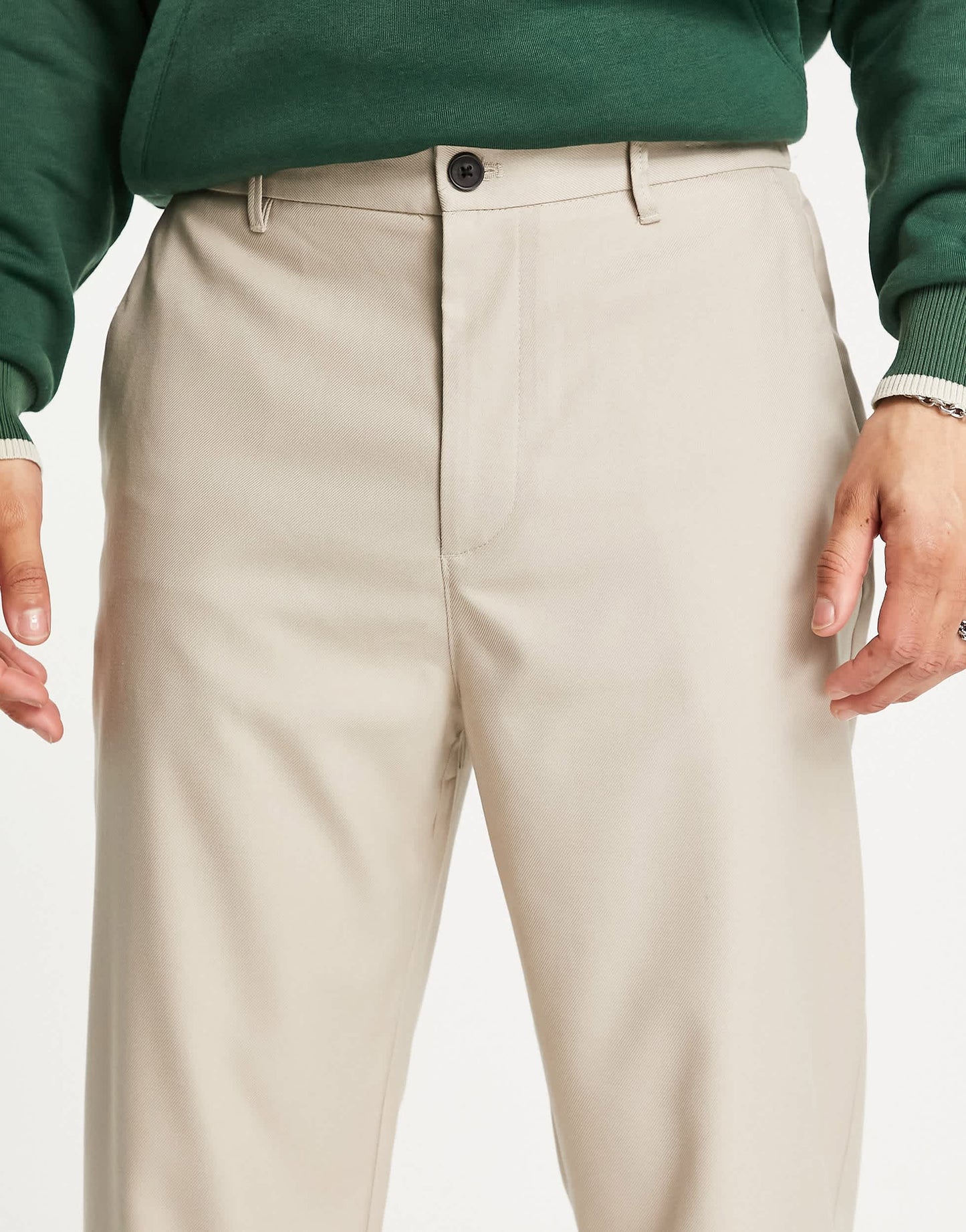 Pull&Bear loose tailored trouser in beige