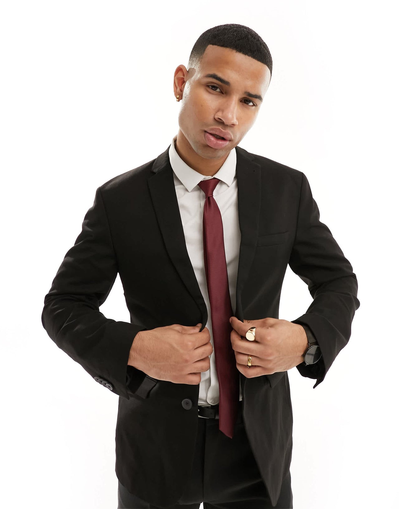 New Look slim suit jacket in black