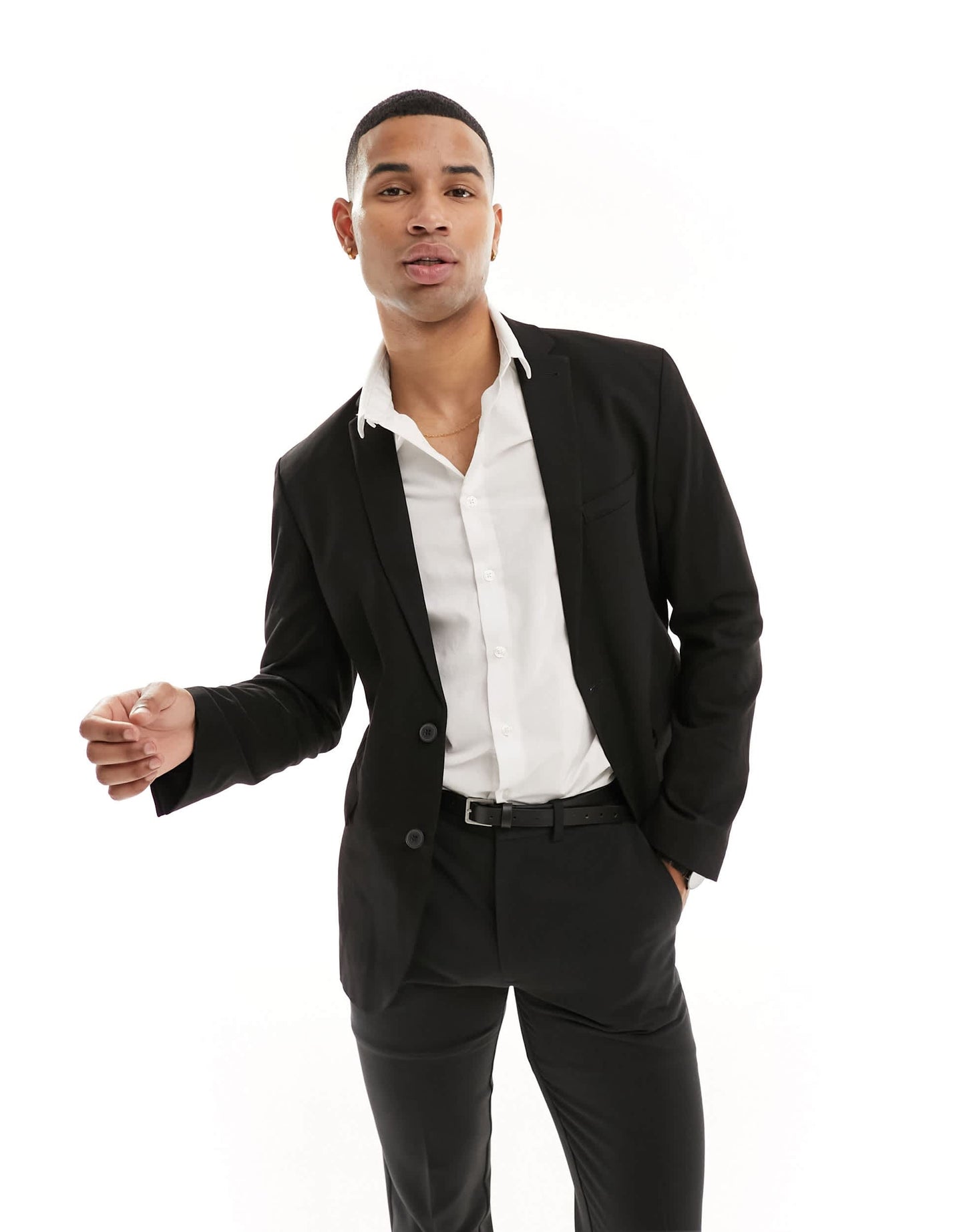New Look slim suit jacket in black