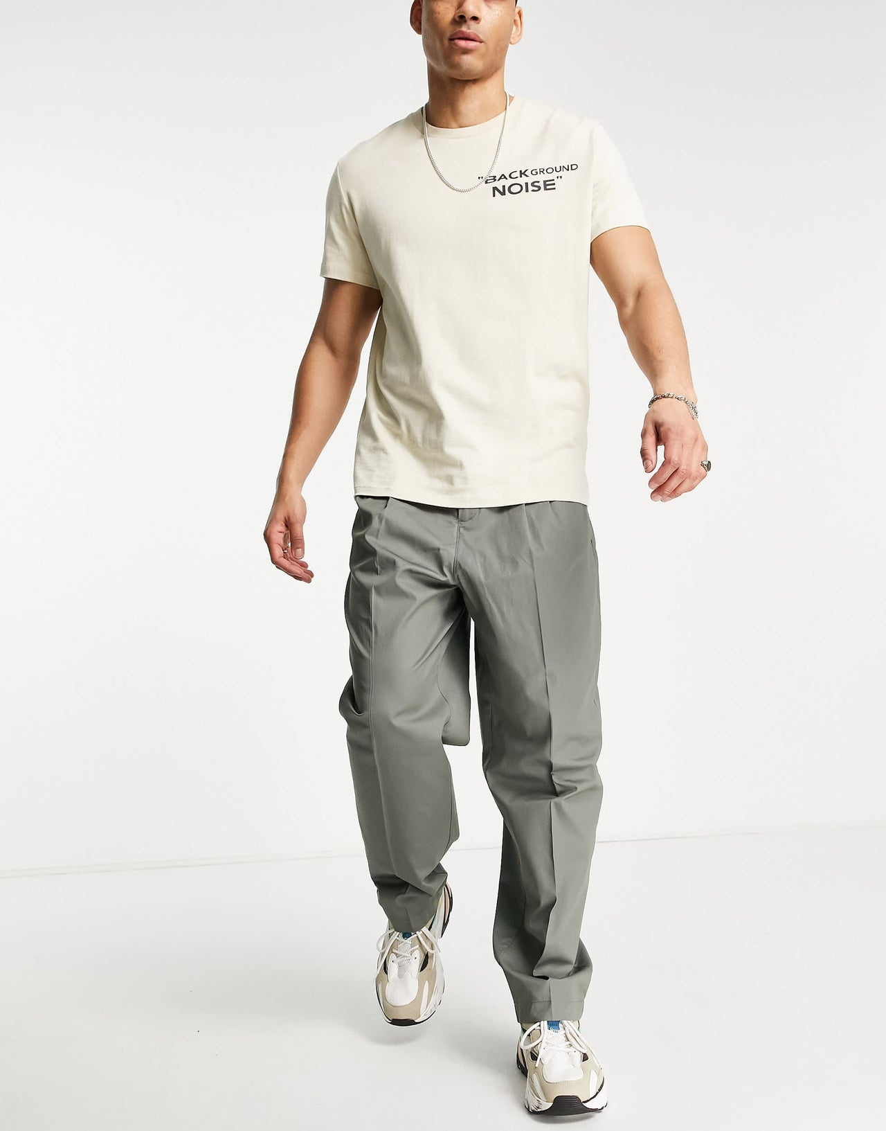 Bershka smart tailored trousers in khaki