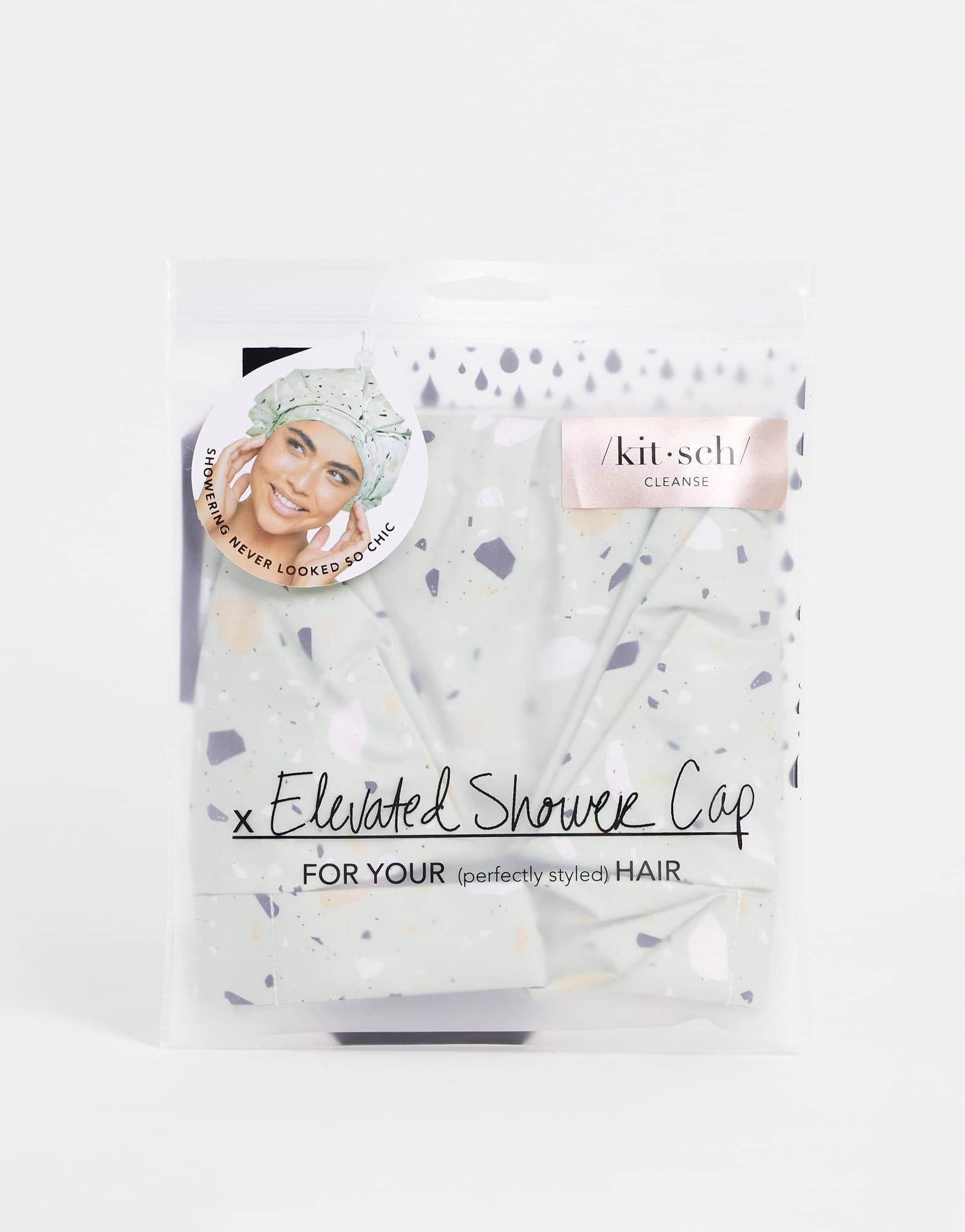 Kitsch Luxe Sage Terrazzo Shower Cap