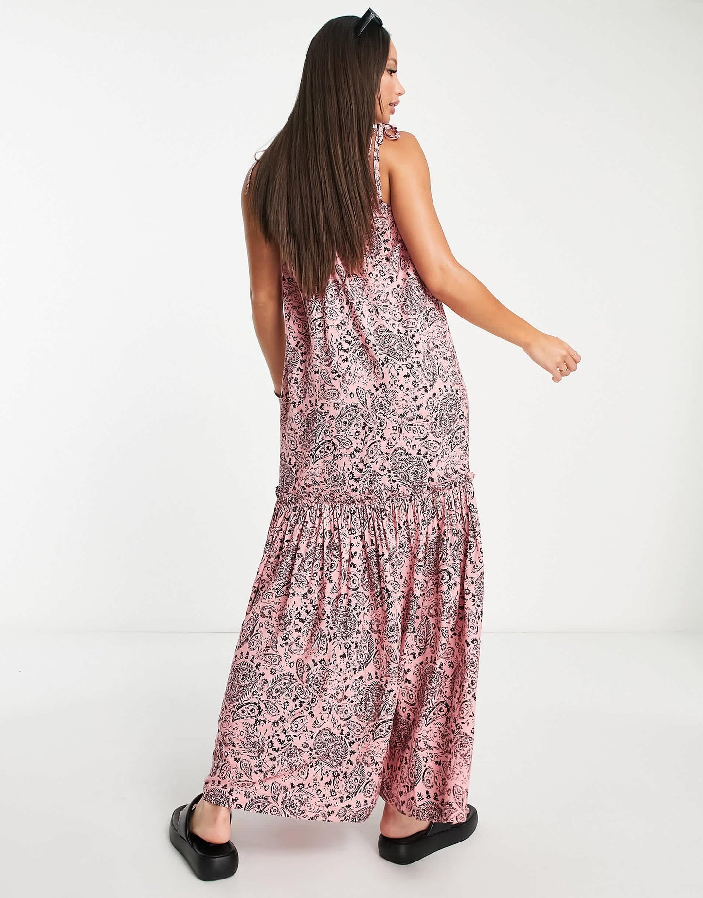 Influence Tall maxi beach dress in pink print