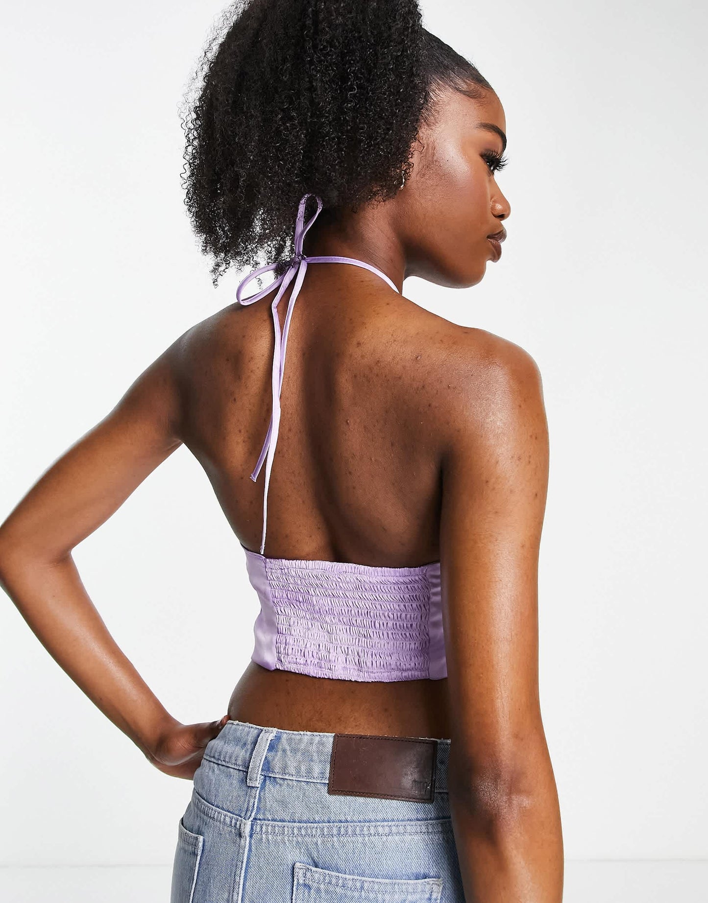Stradivarius satin scarf hem cami top in lilac