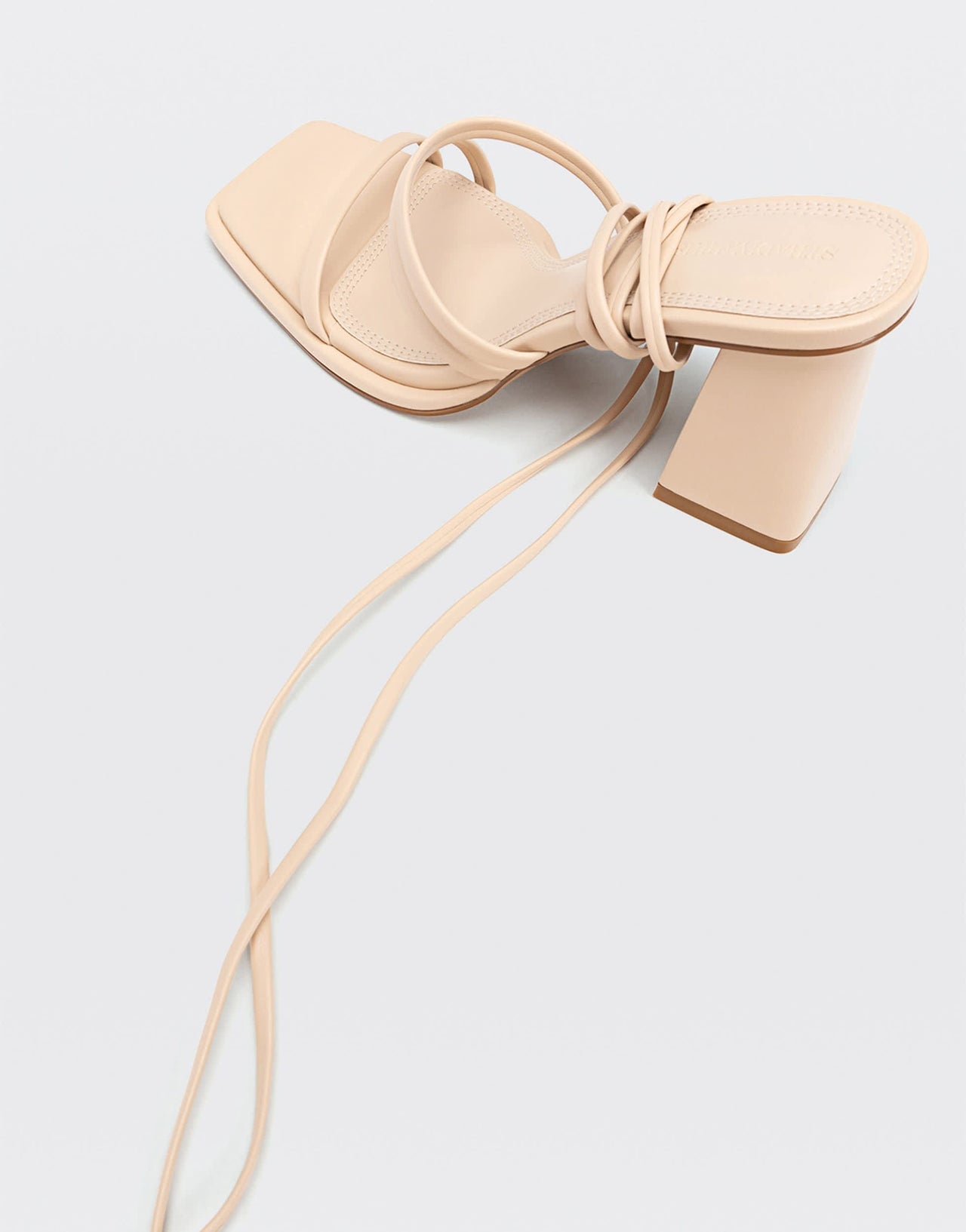Stradivarius strappy block heel sandal in cream