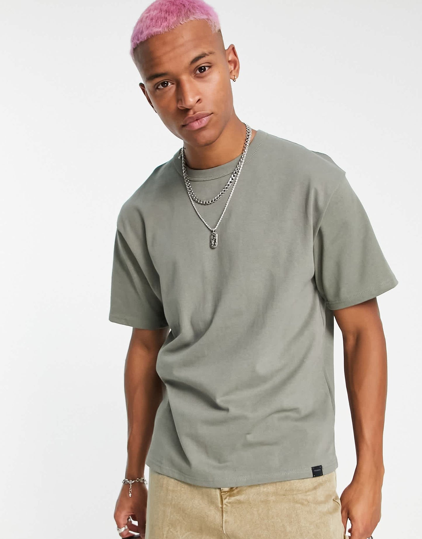 Pull&Bear oversized t-shirt in khaki