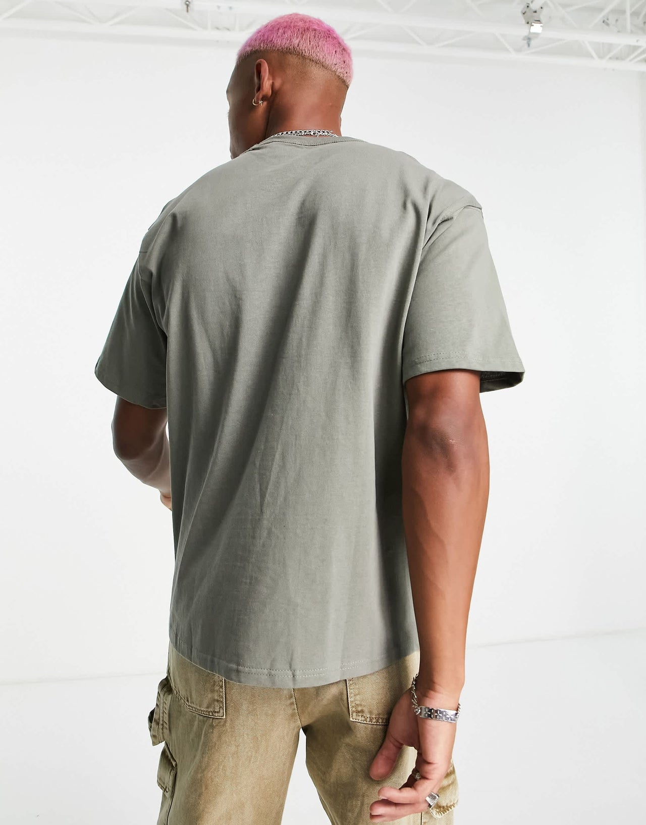 Pull&Bear oversized t-shirt in khaki