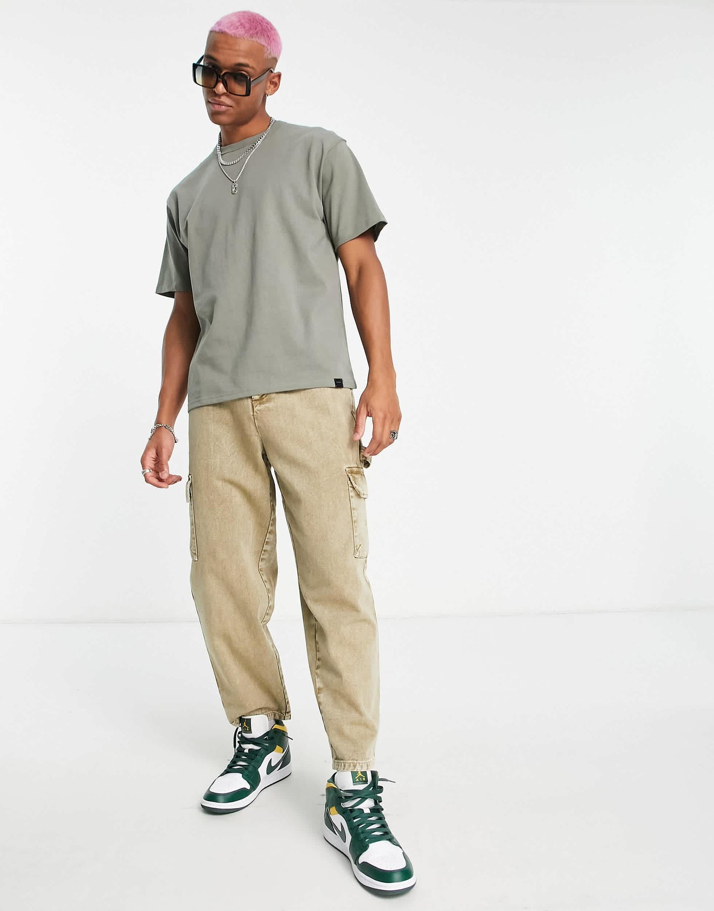 Pull&Bear oversized t-shirt in khaki