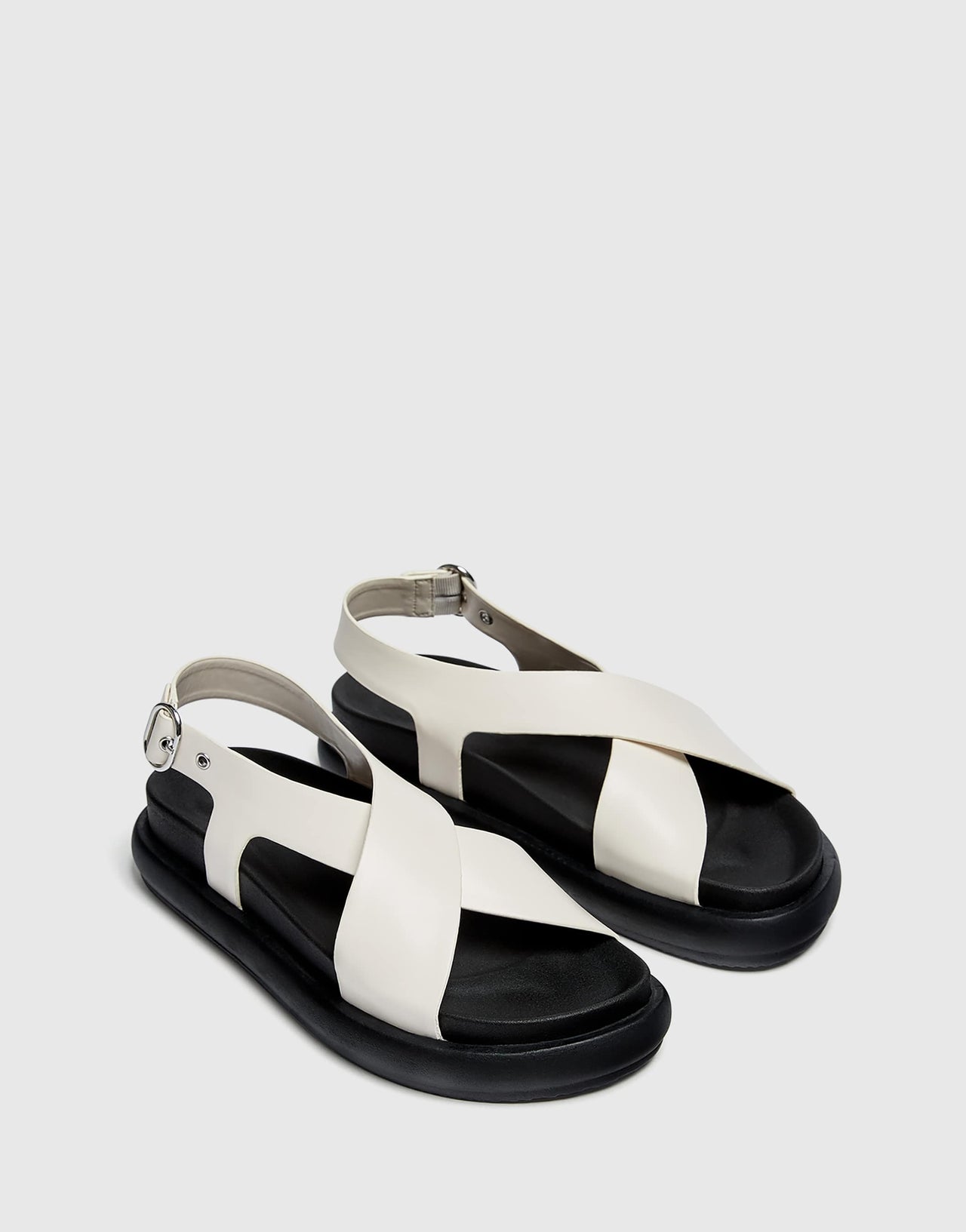 Pull&Bear crossover sandals in white