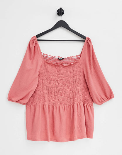 Simply Be shirred top in pink