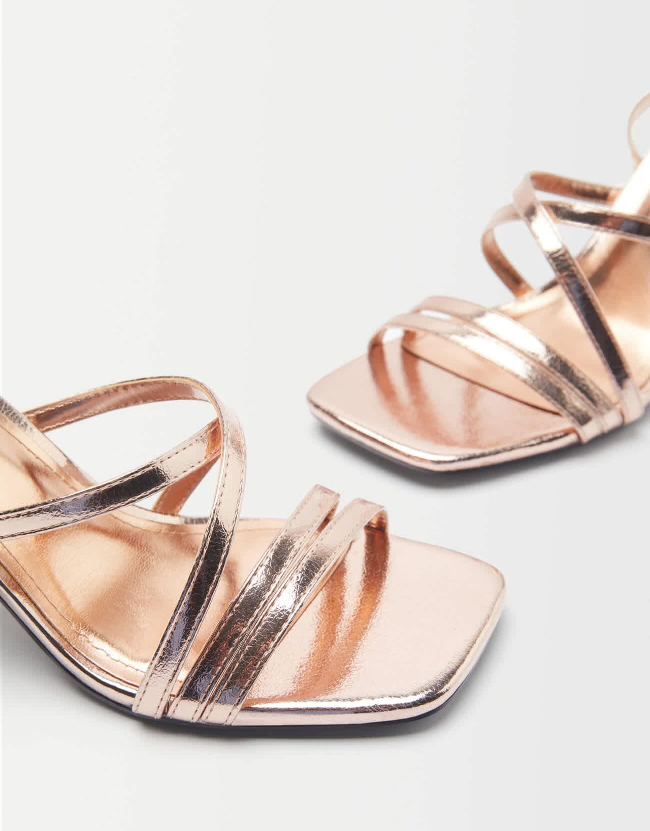 Bershka multi strap mid heel sandal in gold