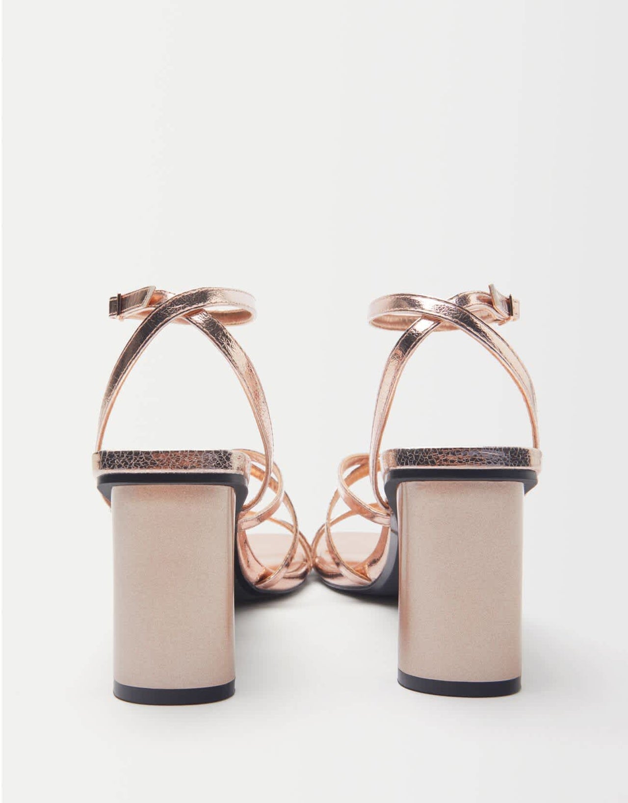 Bershka multi strap mid heel sandal in gold