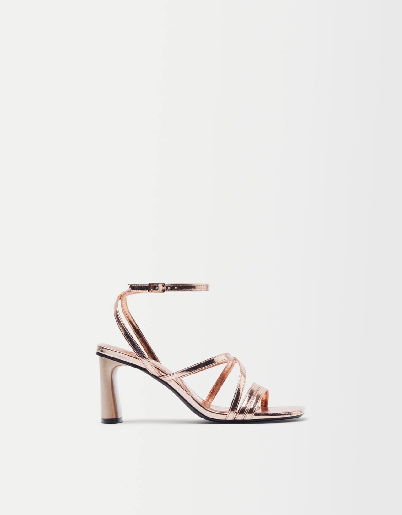 Bershka multi strap mid heel sandal in gold