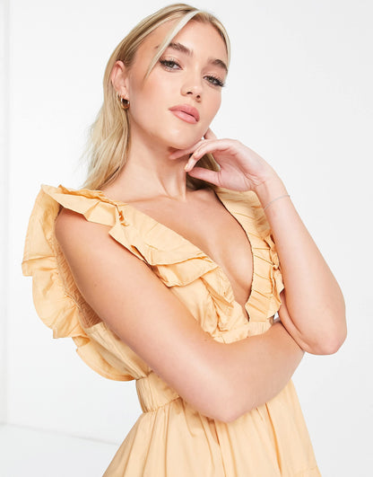 Abercrombie & Fitch ruffle tiered mini dress in orange