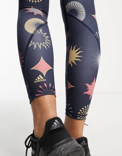 adidas Training Train Icons astro print leggings in navy