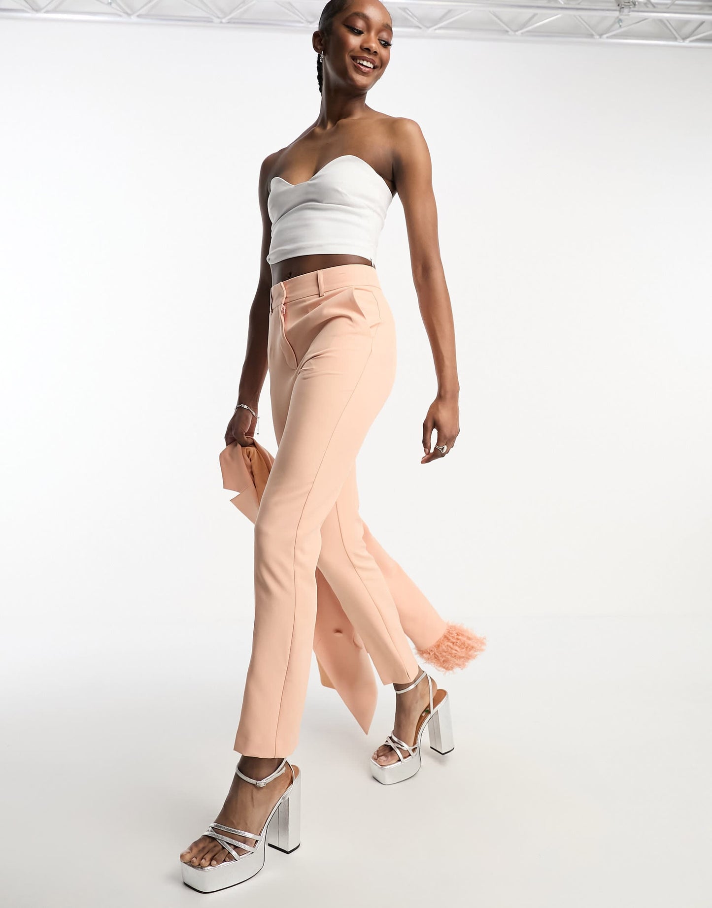 ASOS DESIGN Tall tuxedo slim cigarette suit trouser in apricot