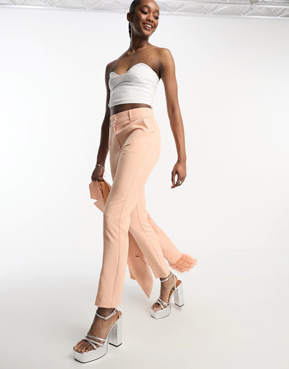 ASOS DESIGN Tall tuxedo slim cigarette suit trouser in apricot