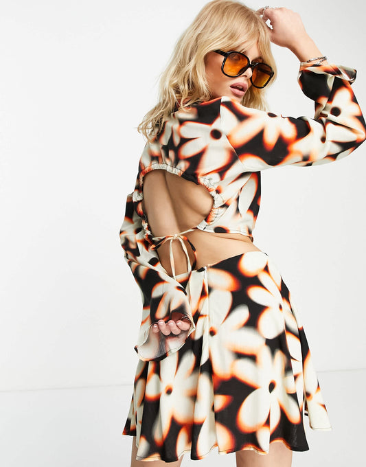 Bershka bold floral print shirt in multi